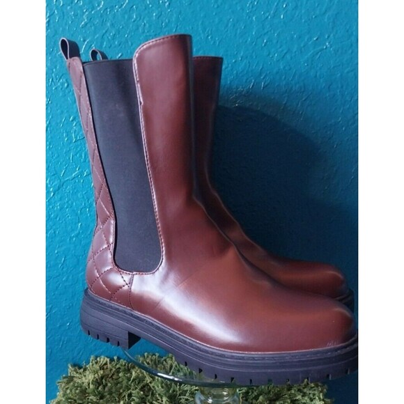 Liliana Dreamer Quilted Chelsea Mid Calf Boots In Brown Womens Size 9 - Picture 2 of 9